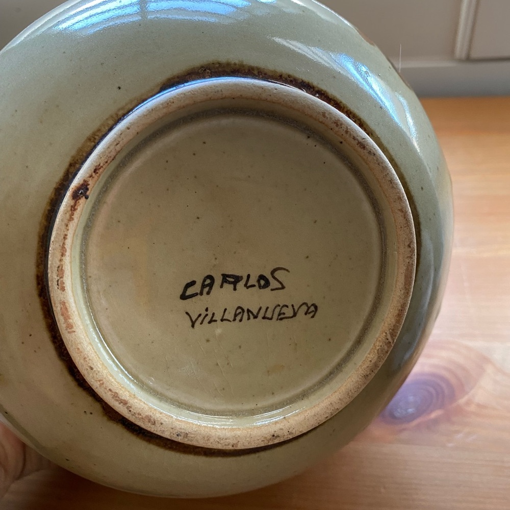 Vintage Signed Carlos Villanueva Hand Painted Mexico Flower Bud Vase - Picture 5 of 5